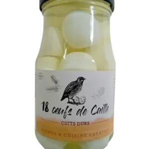 Bocal de 18 oeufs de caille cuits durs écalés