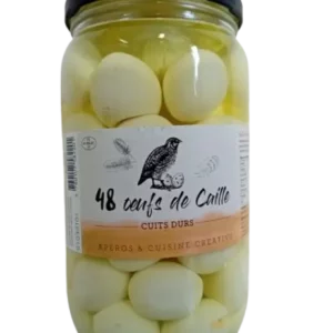 Bocal de 48 oeufs de caille cuits durs écalés